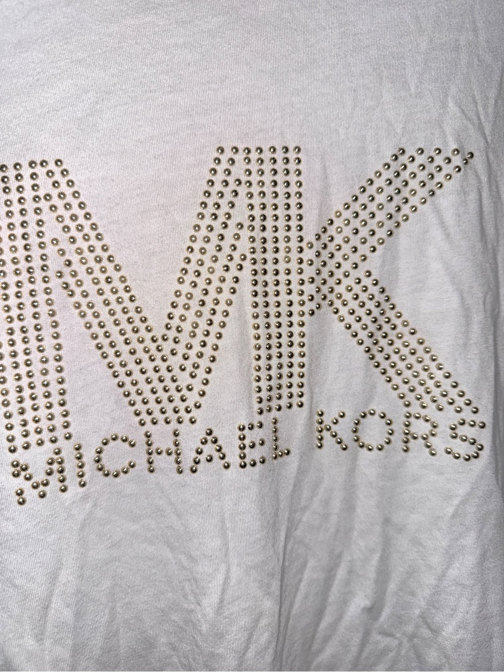 Michael Kors White Short-Sleeve Tee with Studded MK Logo - Picture 2 of 4